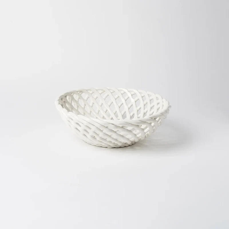 Bitossi Cestino Rotondo a Spaghetto D24 cm in Ceramica