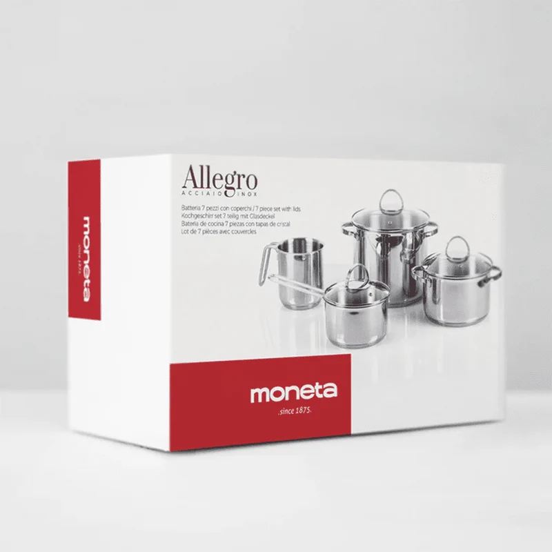 Moneta Batteria di Pentole Allegro 7 Pezzi in Accio Inox