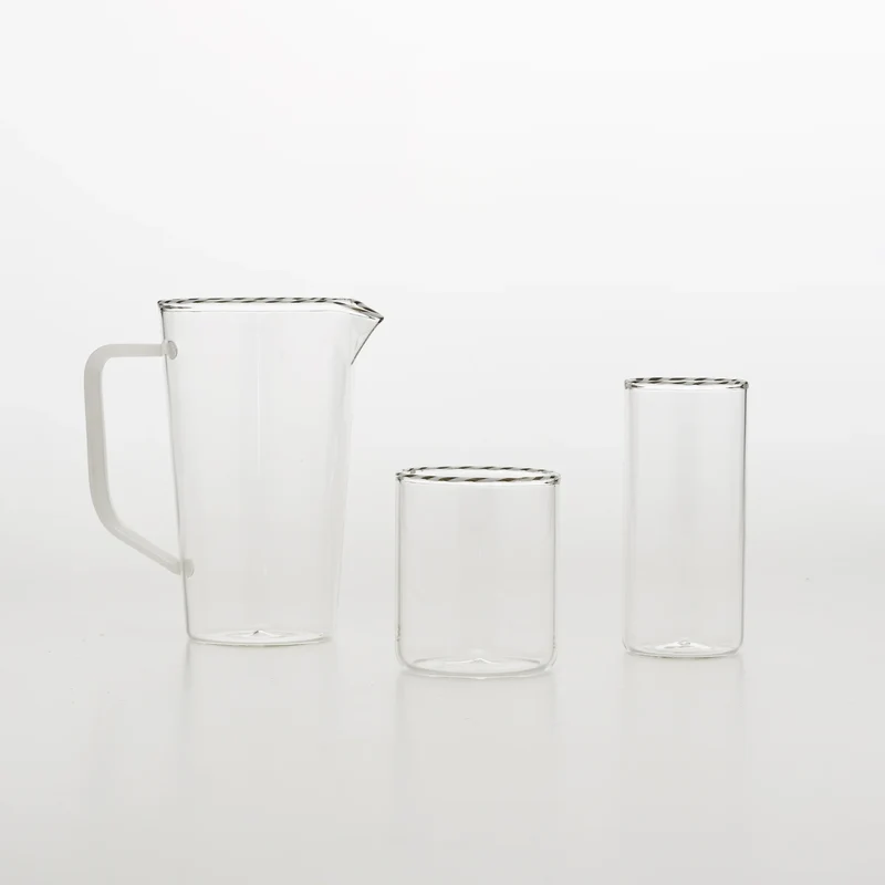Zafferano Set 6 Tumbler Intrecci 46cl in Vetro Bianco Nero