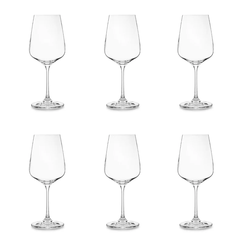 Crystal Bohemia Set 6 Calici Vino Rosso Dora Strix 580ml in Vetro