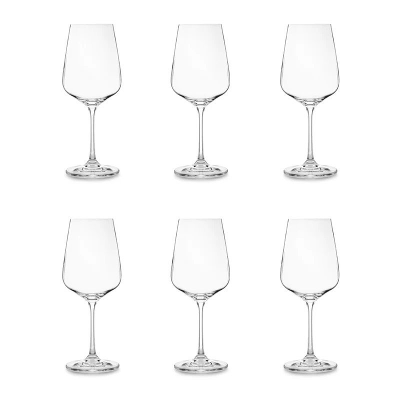 Crystal Bohemia Set 6 Calici Vino Rosso Dora Strix 450ml in Vetro