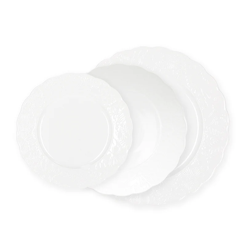 Tognana Servizio Tavola 18 Pezzi Poema Lace in Porcellana Bianca