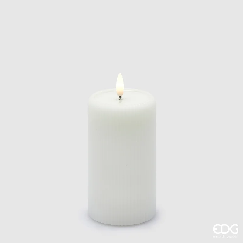 EDG Enzo De Gasperi Candela Moccolo Lounge Bianca a Led H13 cm con telecomando