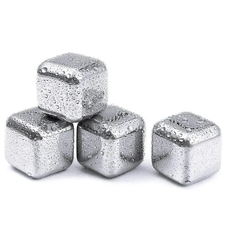 Cubetti di Ghiaccio in Acciaio Inox refrigeranti riutilizzabili 6 Pezzi con Pinza
