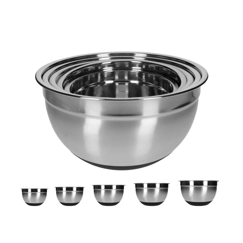 TP Edelstahl Schüssel-Set inkl. Deckel, Skala, und 4 Einsätzen zum Gemüsereiben 15-teilig