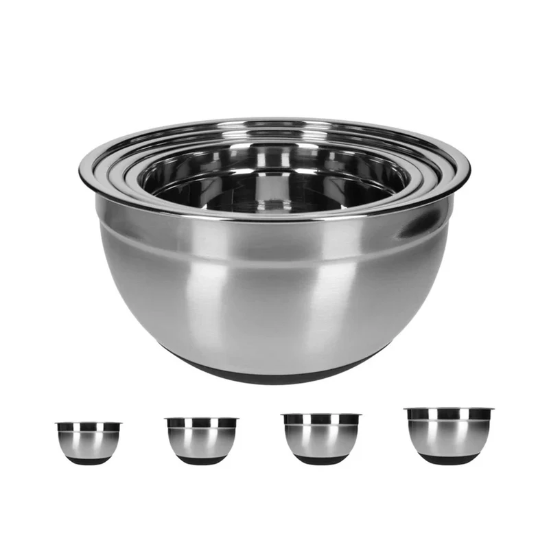 TP Edelstahl Schüssel-Set inkl. Deckel, Skala, und 4 Einsätzen zum Gemüsereiben 13-teilig