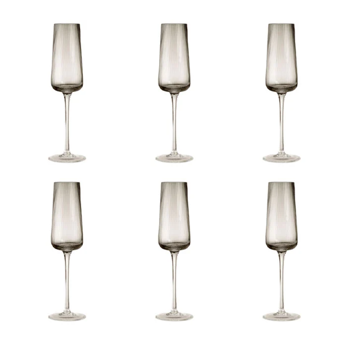 Evviva Set 6 Flute Reale in Vetro 220 ml Fumè