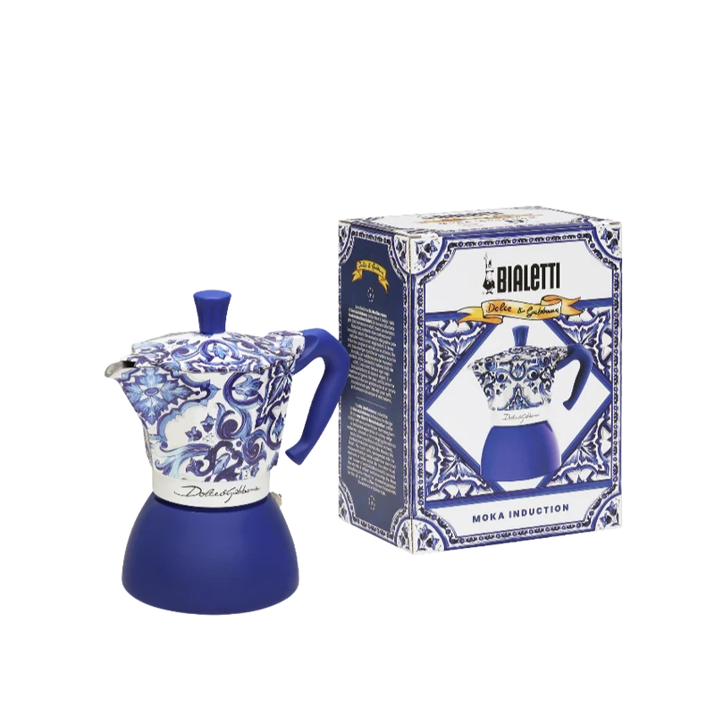 Bialetti Moka Induzione 4 Tazze Dolce&Gabbana Blu Mediterraneo