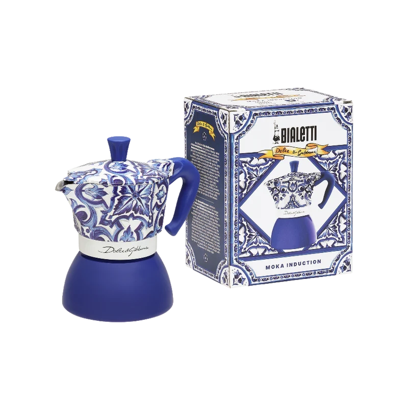 Bialetti Moka Induzione 4 Tazze Dolce&Gabbana Blu Mediterraneo