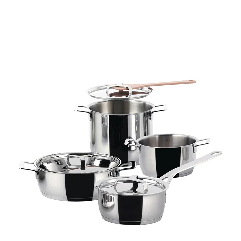 Alessi Batteria di Pentole Pots&Pans 7 Pezzi Acciaio Inox