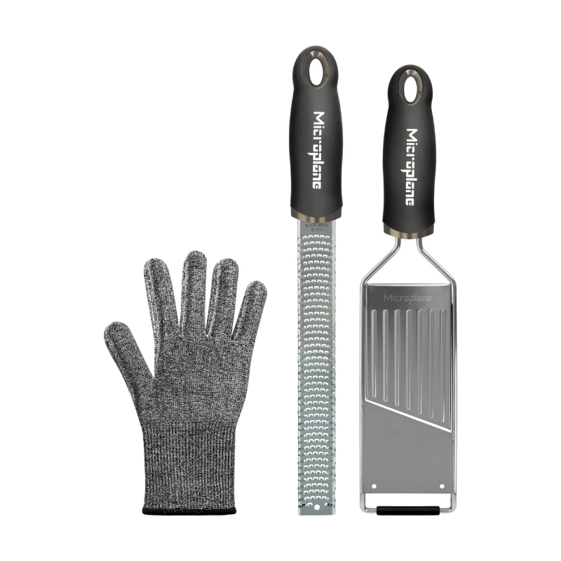 Microplane Set 3 Pezzi Gourmet Grattugia Mandolina e Guanto Protettivo