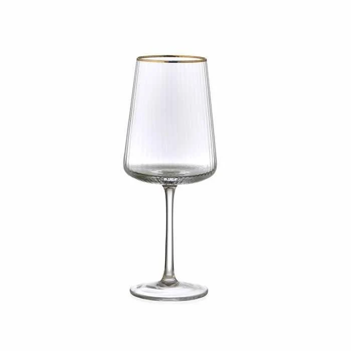 Evviva Set 6 Calici Vino Reale Filo Oro in Vetro 500 ml