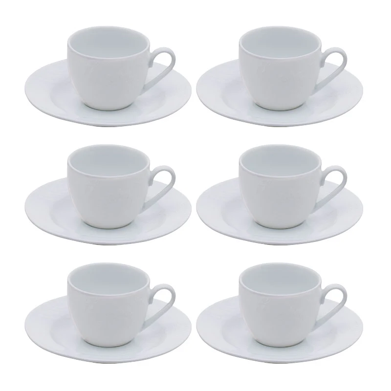 Galbiati Set 6 Tazzine da Caffè White Arabesque in Porcellana 90 ml
