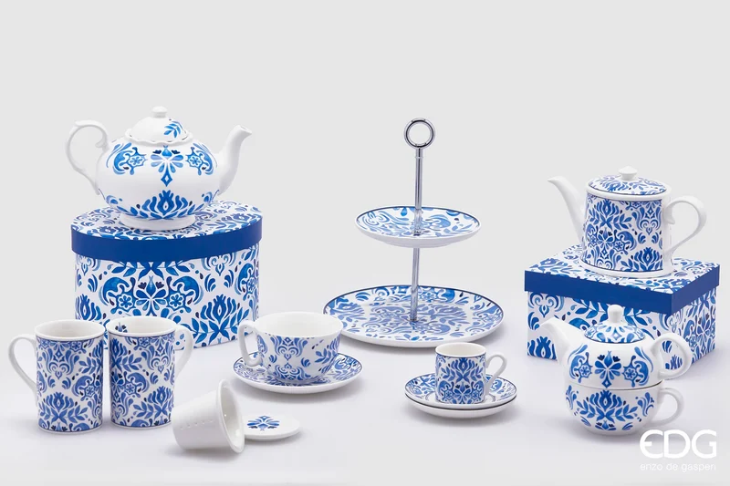 EDG Enzo De Gasperi Alzata Maiolica 2 Ripiani H25 D23 cm in porcellana