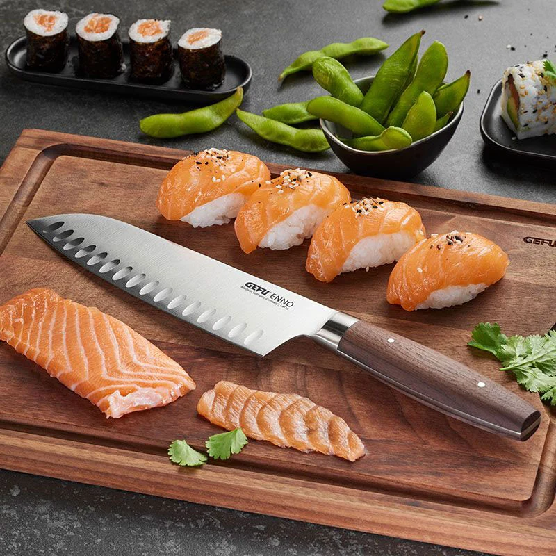 Gefu Coltello Santoku Enno con Lama 18 cm Forgiata in Acciaio Inossidabile