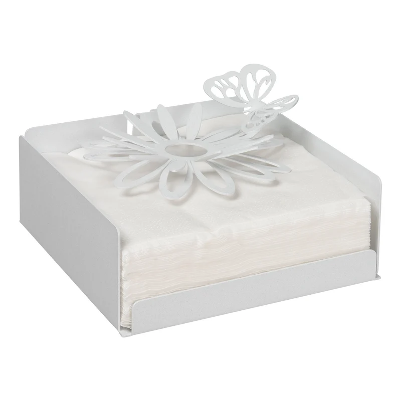 Arti e Mestieri Centrotavola Porta Tovaglioli Margherite in Metallo Bianco Marmo 17x17 cm