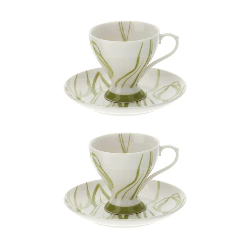 Hervit Box 2 Tazzine Caffè Tulip 9x7 cm Verde