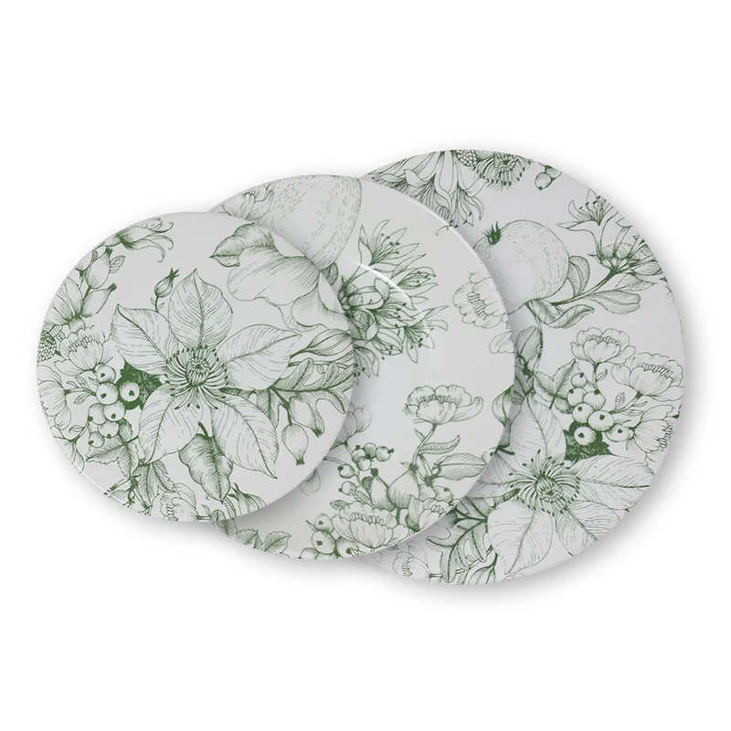Villa Altachiara Servizio Tavola 18 Pezzi Jacquard Verde in Ceramica
