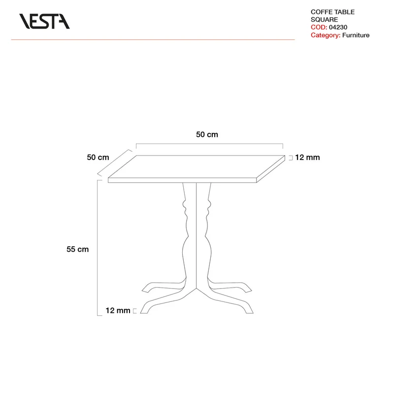 Vesta Tavolino Quadrato Decor Rainbow 50x50 cm