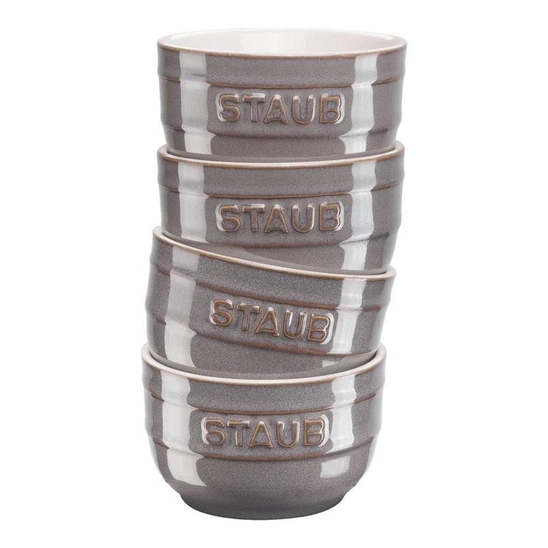 Staub Set 4 Ramekin in ceramica Grigio Antico D9 cm