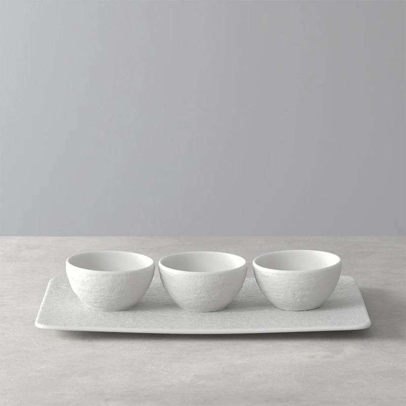 Villeroy & Boch Manufacture Rock Blanc Set di 4 Coppette per Salse in Porcellana