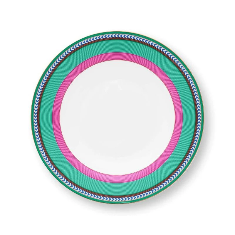 Pip Studio Piatto Fondo Chique Linee Rosa e Verde D23,5 cm
