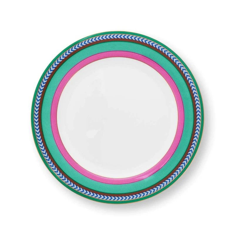 Pip Studio Piatto Colazione Chique Linee Rosa e Verde D23 cm