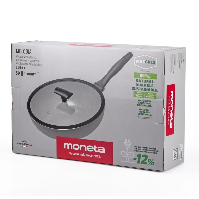 Moneta Wok Melodia Finegres 1 Manico con coperchio 30 cm
