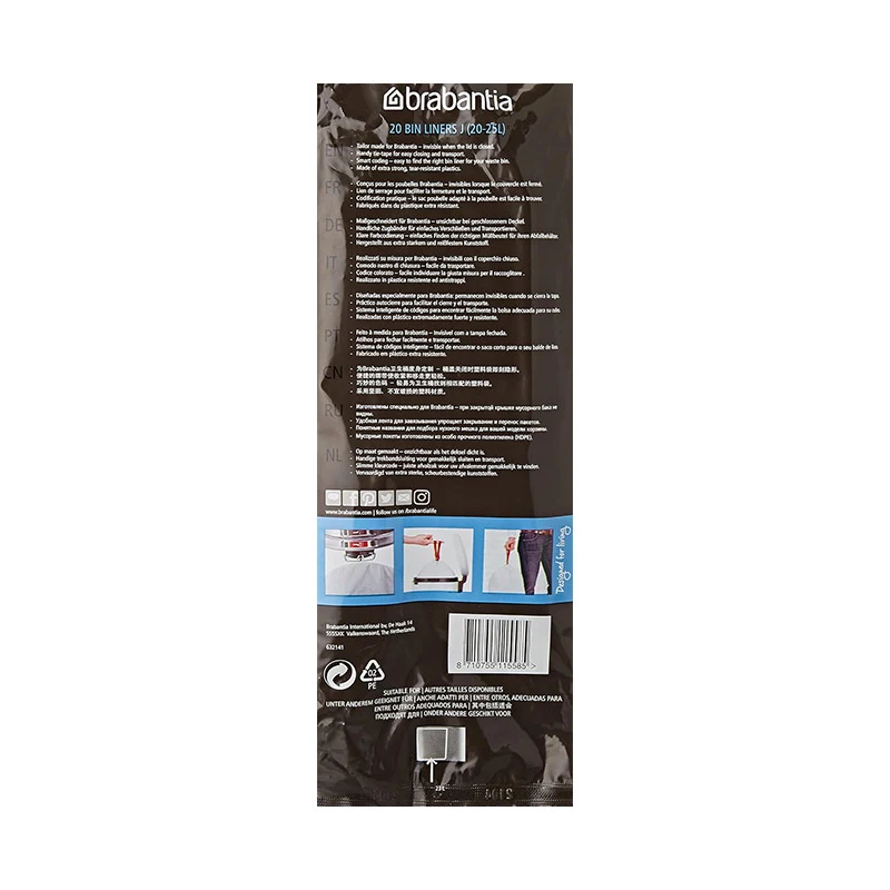 Brabantia Sacchetti PerfectFit J 23L Rotolo da 20 Pezzi