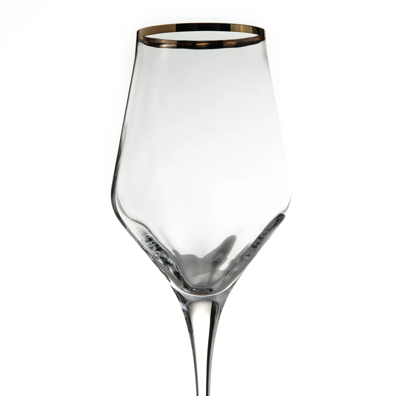 Feeling Set 18 Pezzi Vino Acqua & Flute Julia Ottico Filo oro in Vetro Cristallino