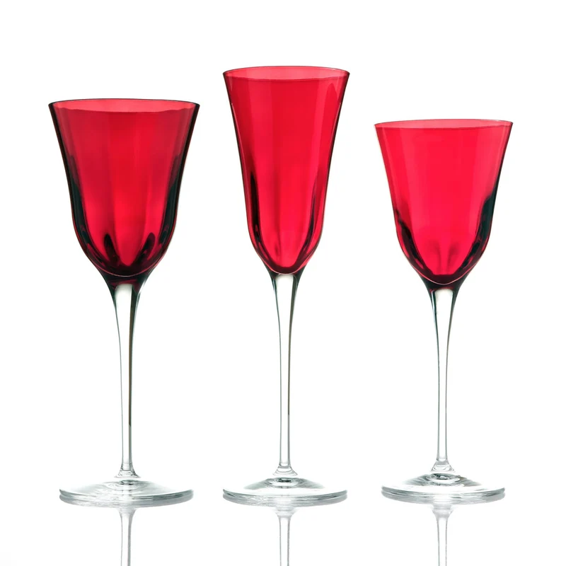 Feeling Set 18 Pezzi Vino Acqua & Flute Julia Ottico in Vetro Cristallino Rosso