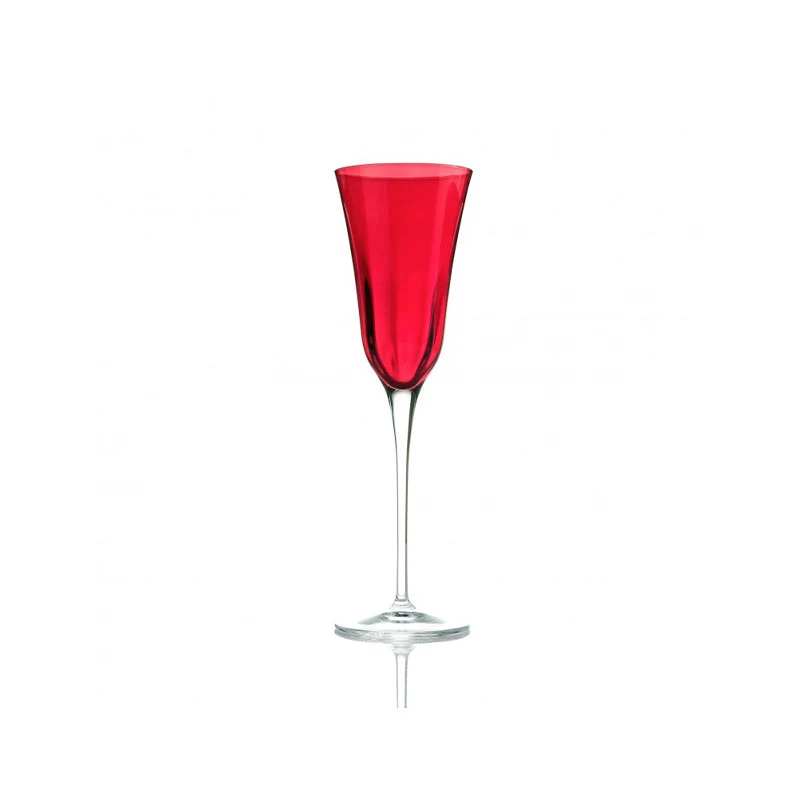 Feeling Set 18 Pezzi Vino Acqua & Flute Julia Ottico in Vetro Cristallino Rosso