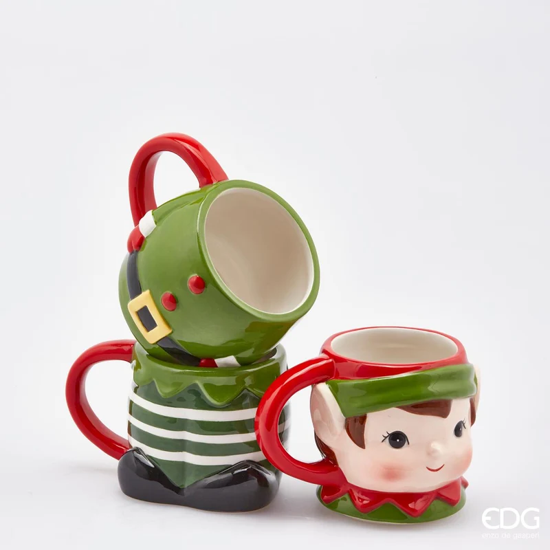 EDG Enzo De Gasperi Set 3 Tazze Mug impilabili Elfo H26 cm