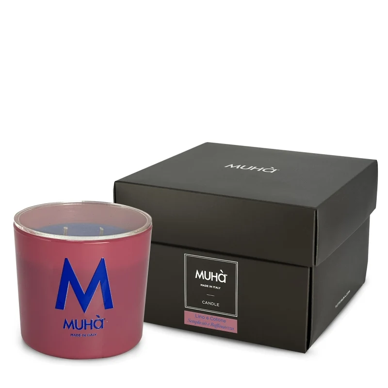 Muhà Candela in Vetro 270g Lino e Cotone
