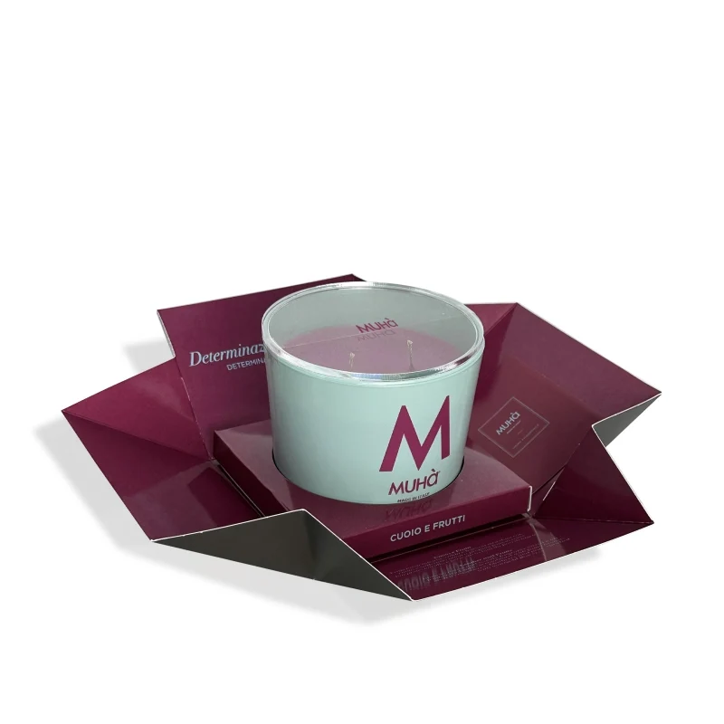 Muhà Candela in Vetro 270g Cuoio e Frutti