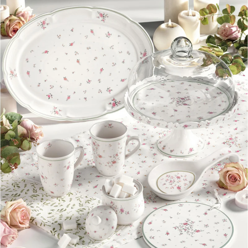 Brandani Vassoio Ovale Nonna Rosa in Porcellana 40x30 Cm
