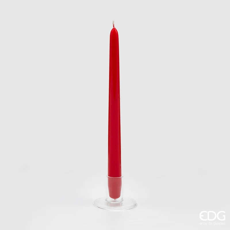EDG Enzo De Gasperi Set 10 Candele Stelo Cono H28 cm Rosso Scuro