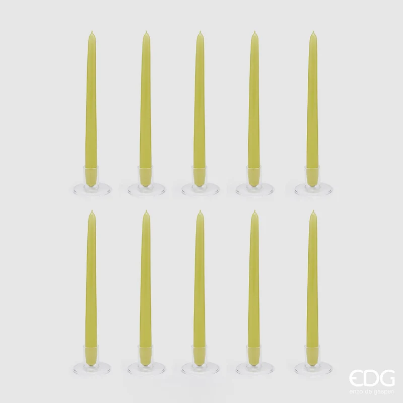 EDG Enzo De Gasperi Set 10 Candele Stelo Cono H28 cm Verde Lime
