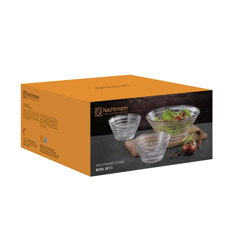 Nachtmann Ethno Set 3 Ciotole in Vetro Cristallo D27 D17 cm