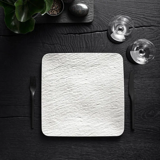 Villeroy & Boch Manufacture Rock Blanc Set 6 Piatti Gourmet Quadrati in Porcellana 32x32 cm Bianco