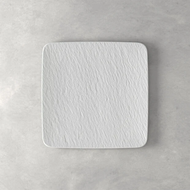 Villeroy & Boch Manufacture Rock Blanc Set 6 Piatti Gourmet Quadrati in Porcellana 32x32 cm Bianco