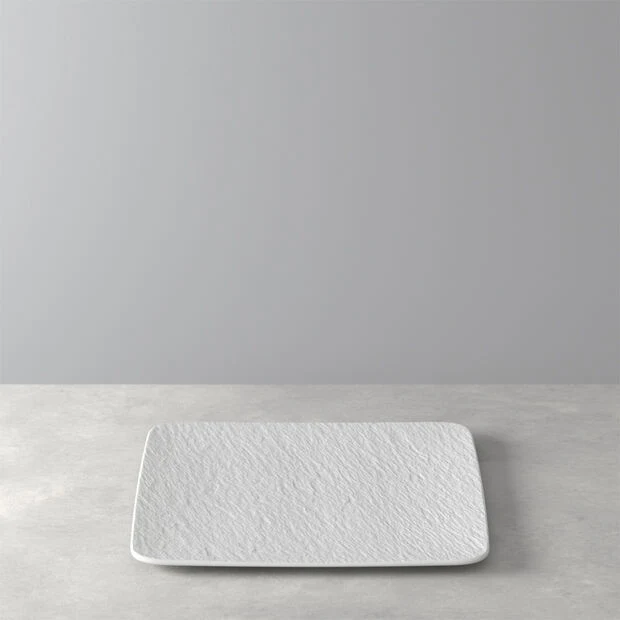 Villeroy & Boch Manufacture Rock Blanc Set 6 Piatti Gourmet Quadrati in Porcellana 32x32 cm Bianco