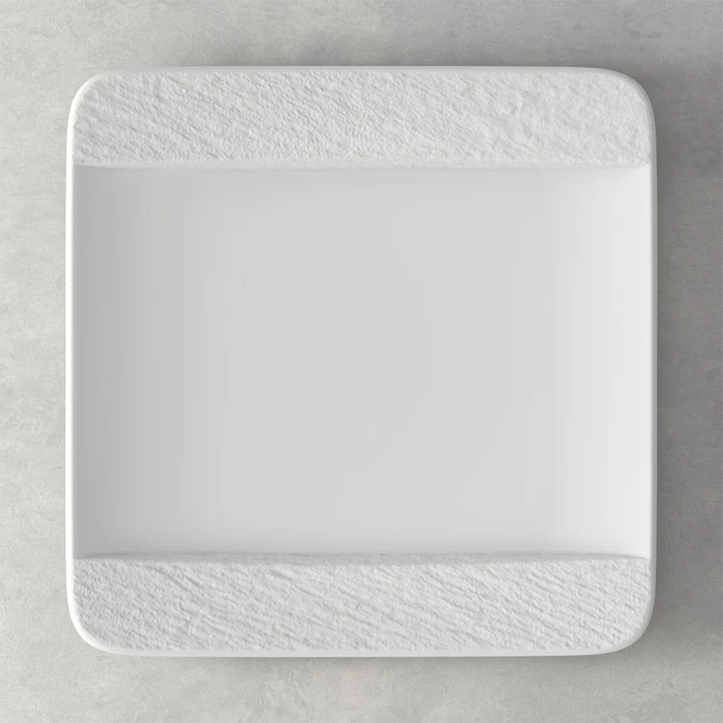 Villeroy & Boch Manufacture Rock Blanc Set 6 Piatti Piani Quadrati in Porcellana 28x28 cm Bianco