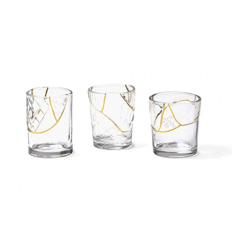 Seletti Bicchiere Acqua Kintsugi in Vetro H10 D8.5 cm