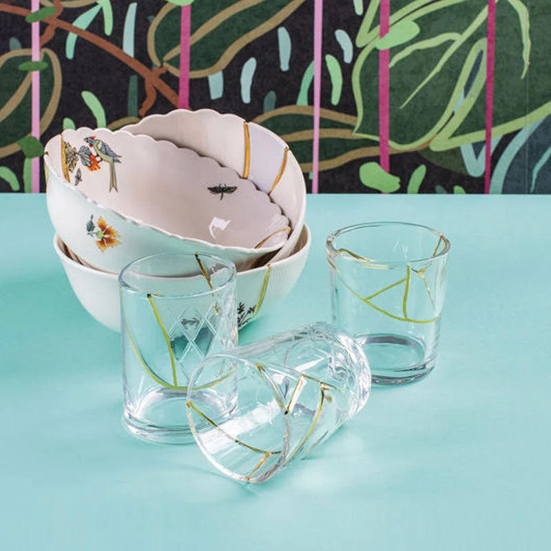 Seletti Bicchiere Acqua Kintsugi in Vetro H10 D8.5 cm