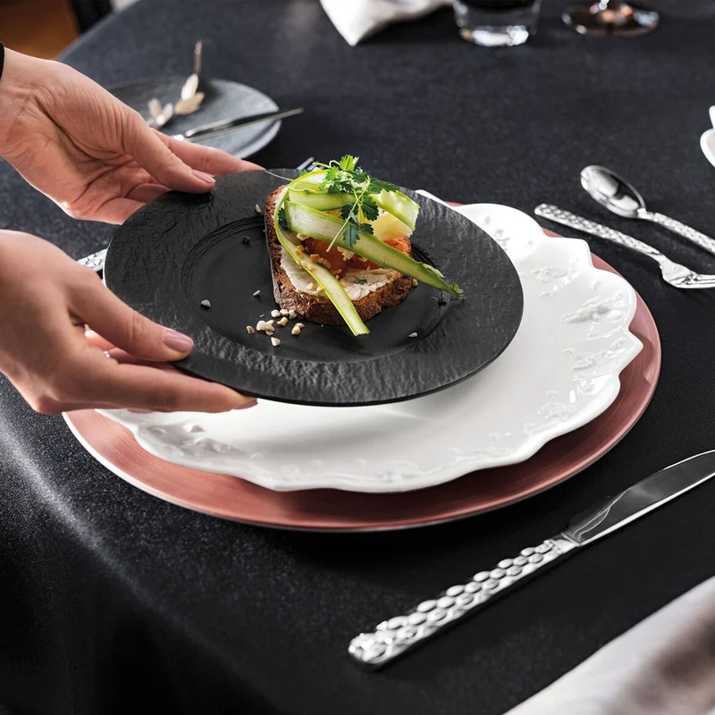 Villeroy & Boch Manufacture Rock Piatto Colazione in Porcellana D21,7 cm Nero