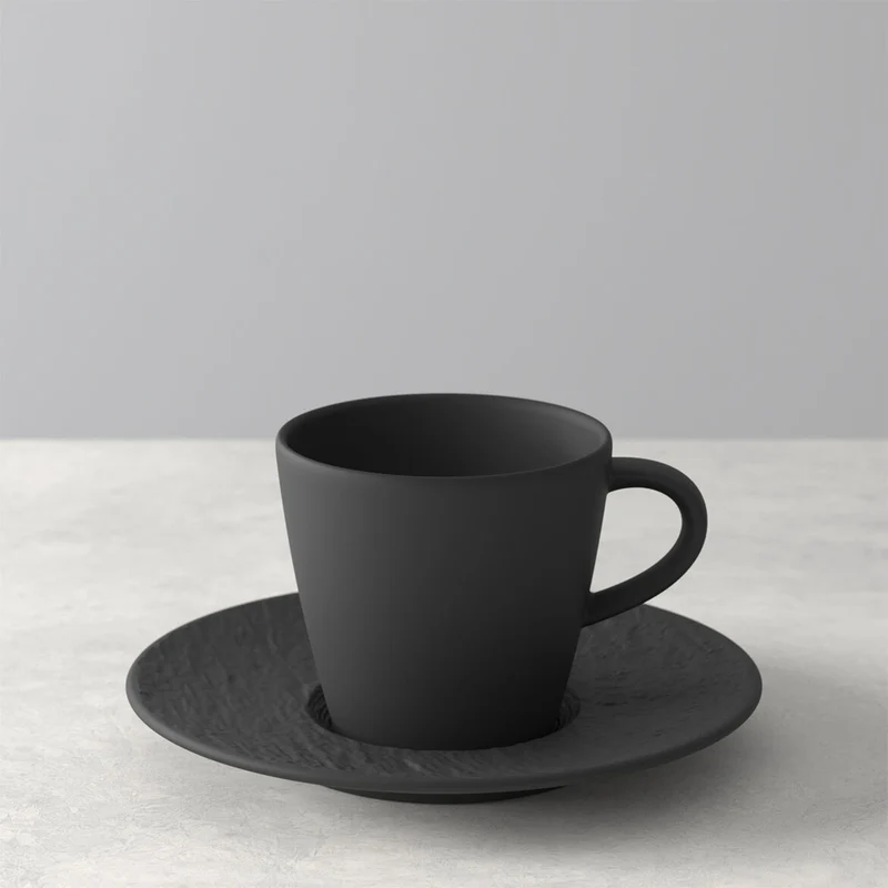Villeroy & Boch Manufacture Rock Tazzina da Caffè con Piattino in Porcellana Nero