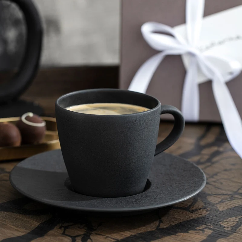 Villeroy & Boch Manufacture Rock Tazzina da Caffè con Piattino in Porcellana Nero