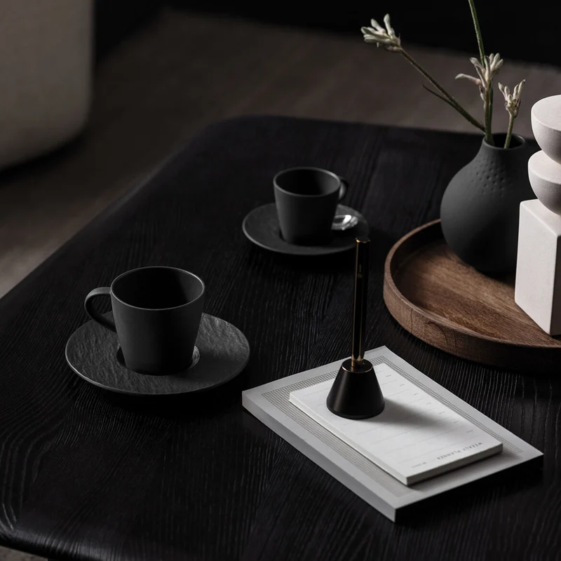 Villeroy & Boch Manufacture Rock Tazzina da Caffè con Piattino in Porcellana Nero