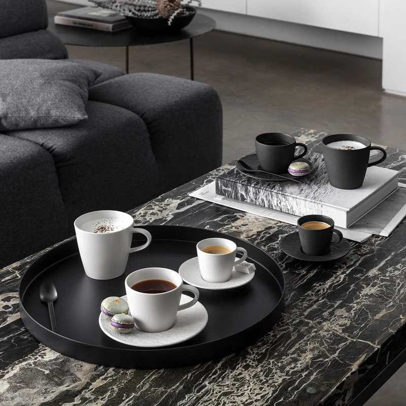 Villeroy & Boch Manufacture Rock Tazzina da Caffè con Piattino in Porcellana Nero